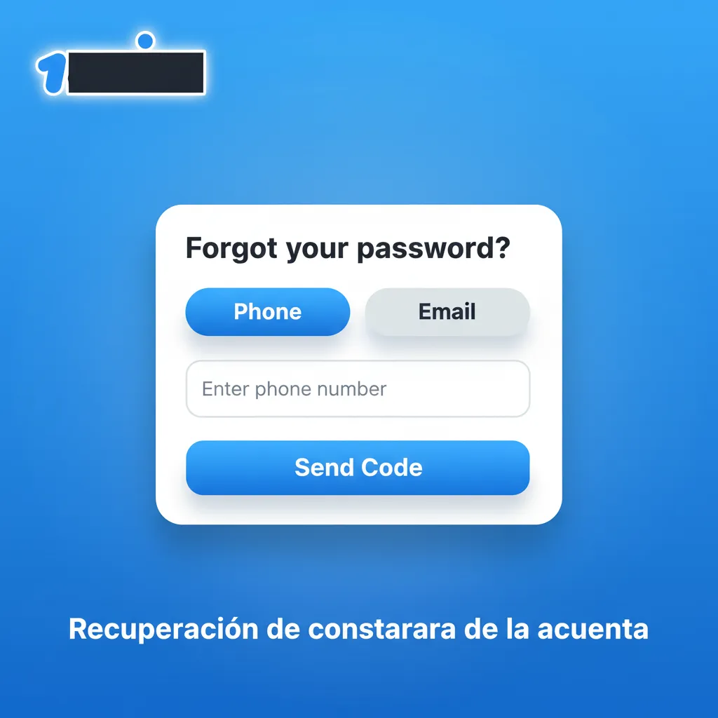Pantalla de recuperación de contraseña con pasos para restablecer vía enlace o código por correo o SMS y crear nueva clave