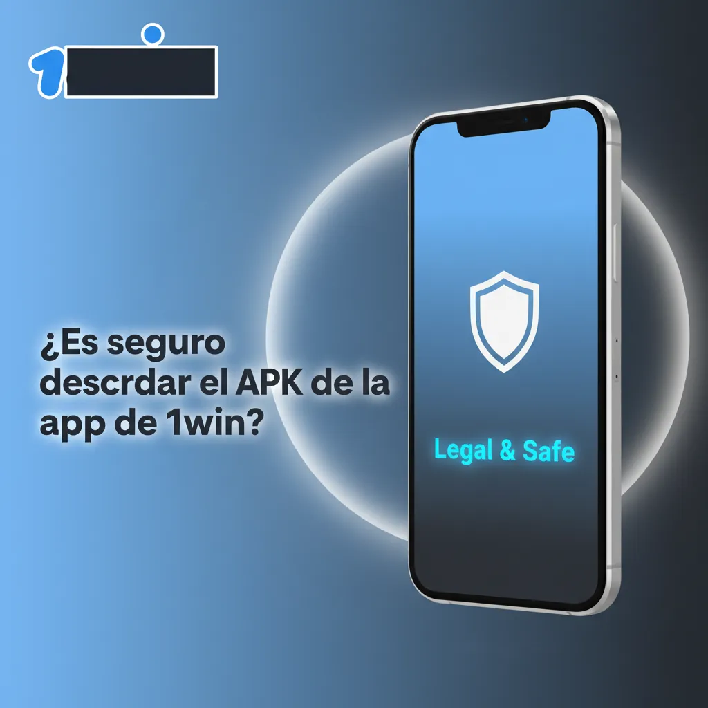 Móvil con candado y escudo SSL junto al logo de 1win, indicando descarga de APK segura desde el sitio oficial.