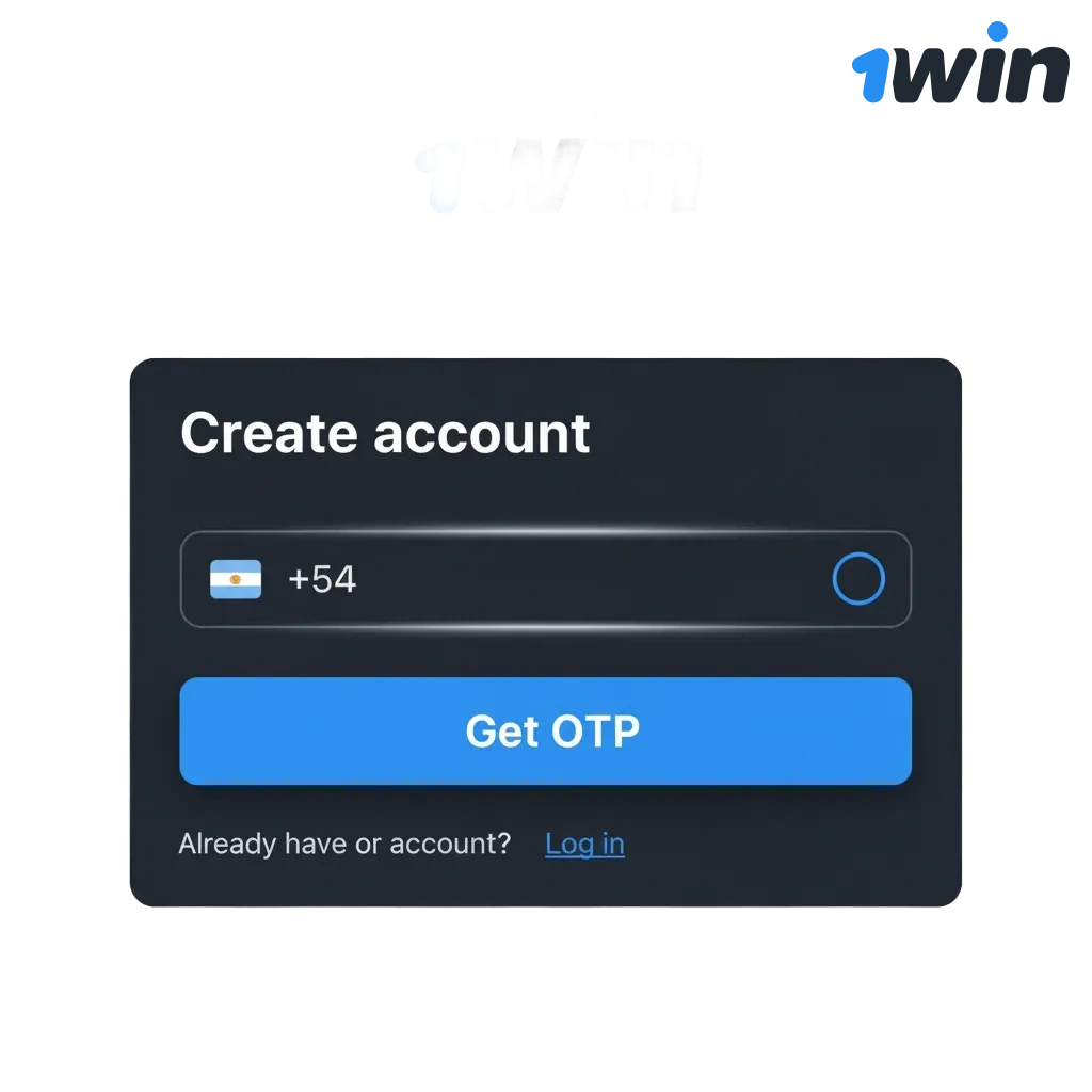 Pantalla de 1win con registro, inicio de sesión y verificación de identidad en web y app, depósitos y soporte.