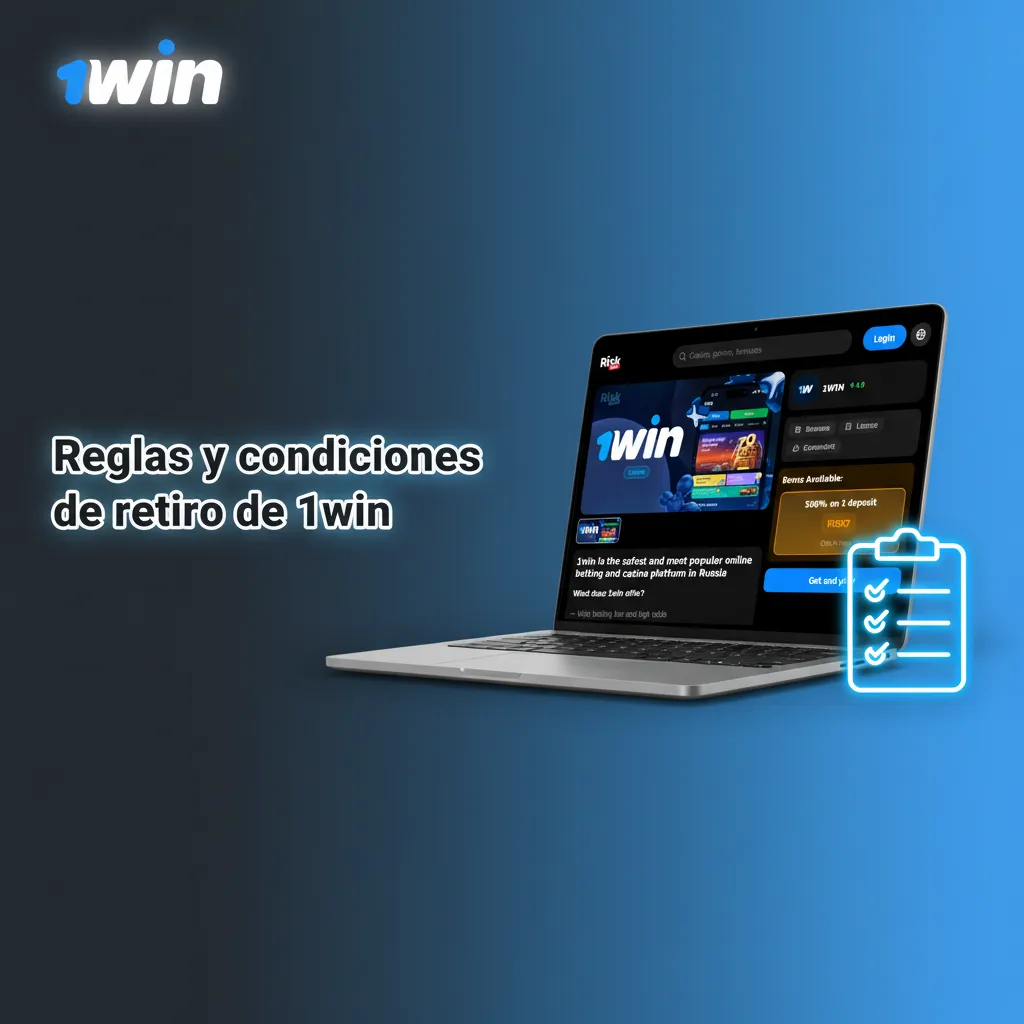 Infografía de 1win: reglas de retiro en Argentina, KYC, método propio, mismo medio, bonos con rollover y límites diarios.