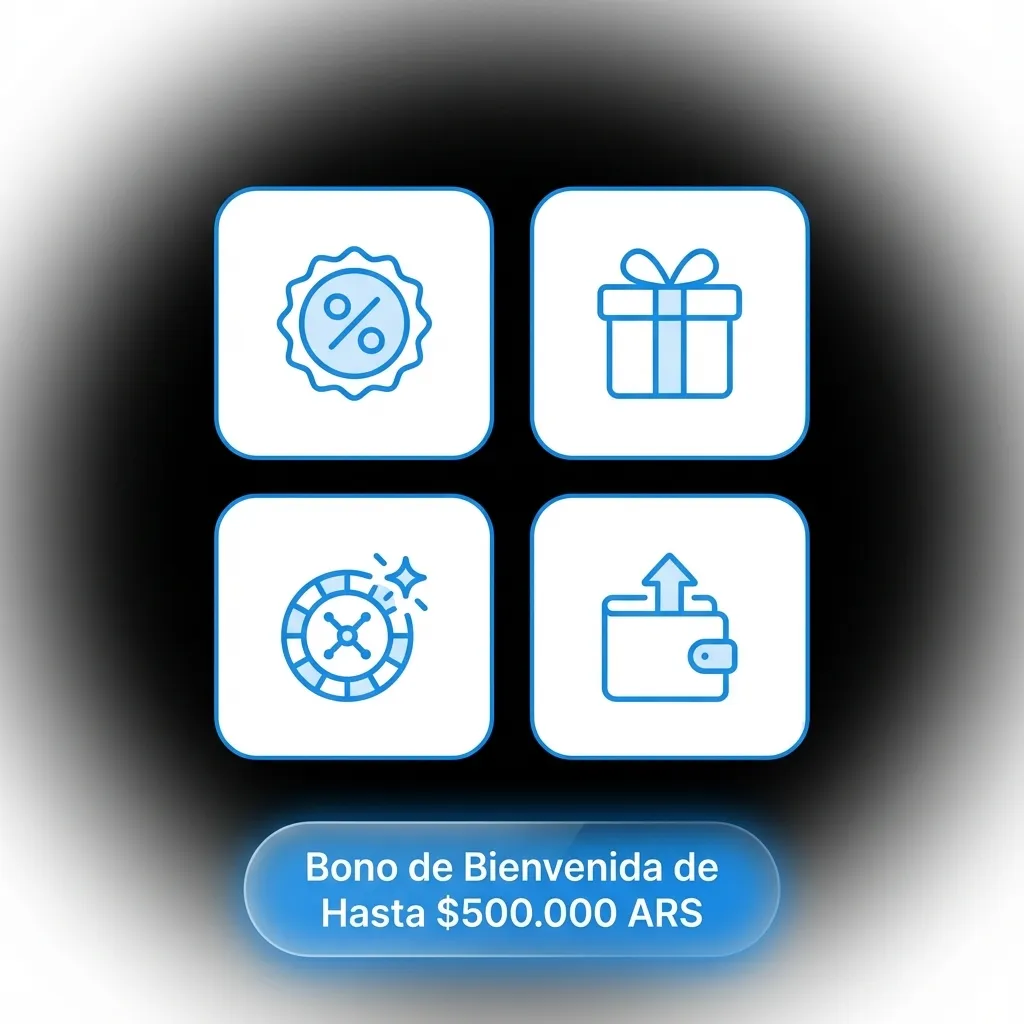 Casino welcome bonus package offering up to $500,000 ARS across four deposits with multipliers from 200% to 50%